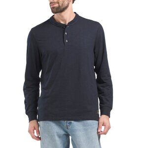 SCOTCH & SODA Dark Blue Long Sleeve Slub Knit Henley Top